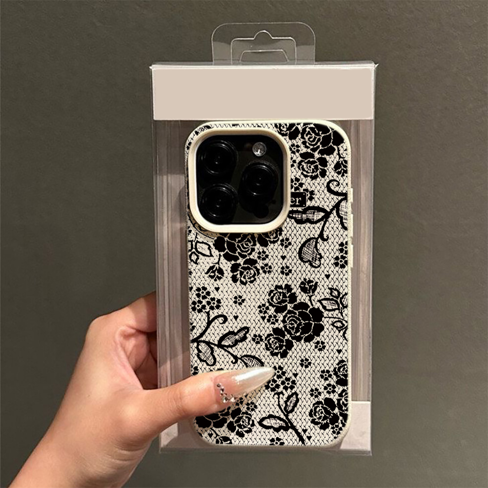 Elegant Black Lace Rose Floral - Vintage Floral Pattern Soft Case 评论和价格
