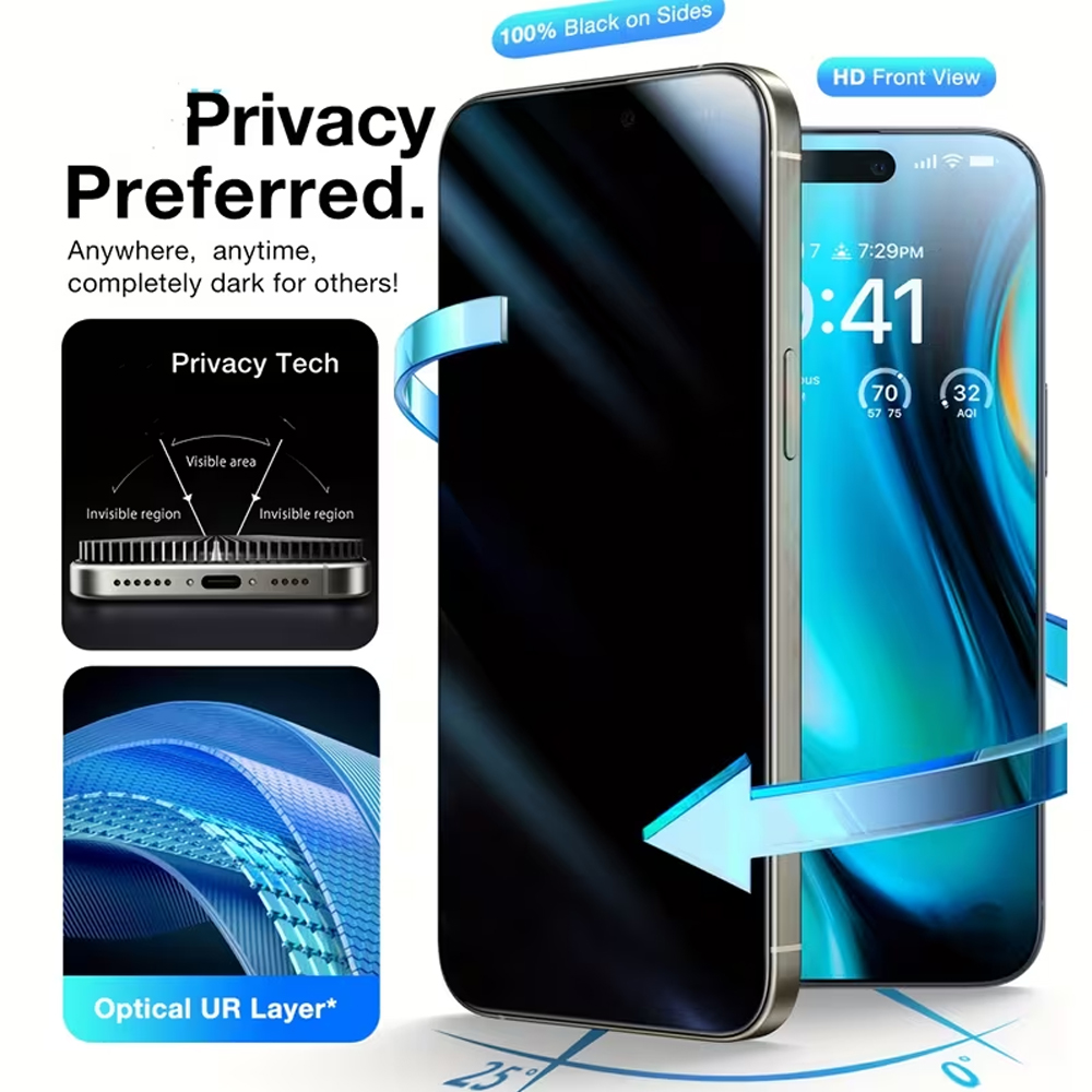 1-5PCS Anti-Spy Privacy Temper - Anti Peek Privacy Tempered Glass 评论和价格