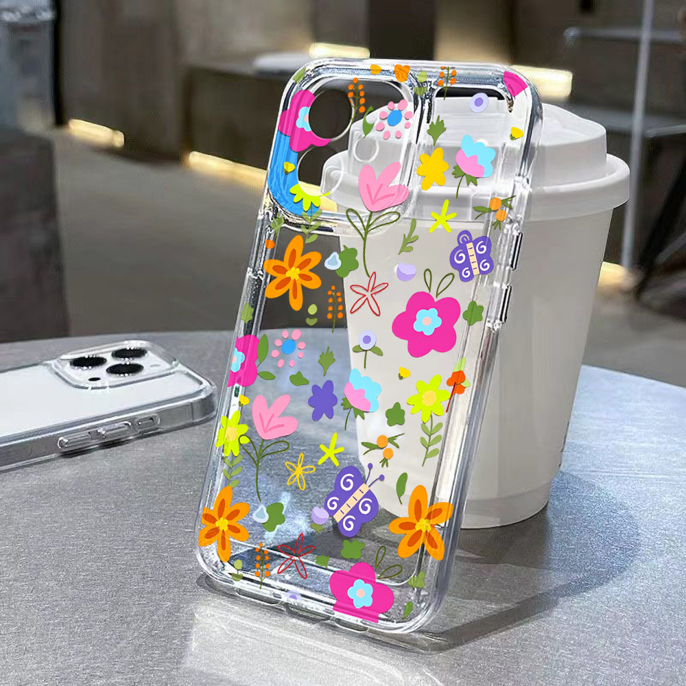 Colorful Flower Clear Phone Ca - Clear Shockproof Bumper Case 评论和价格