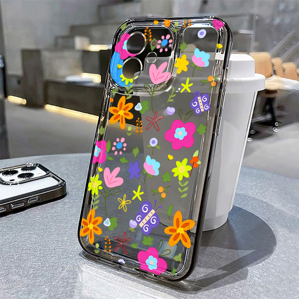 Colorful Flower Clear Phone Ca - Clear Shockproof Bumper Case 评论和价格