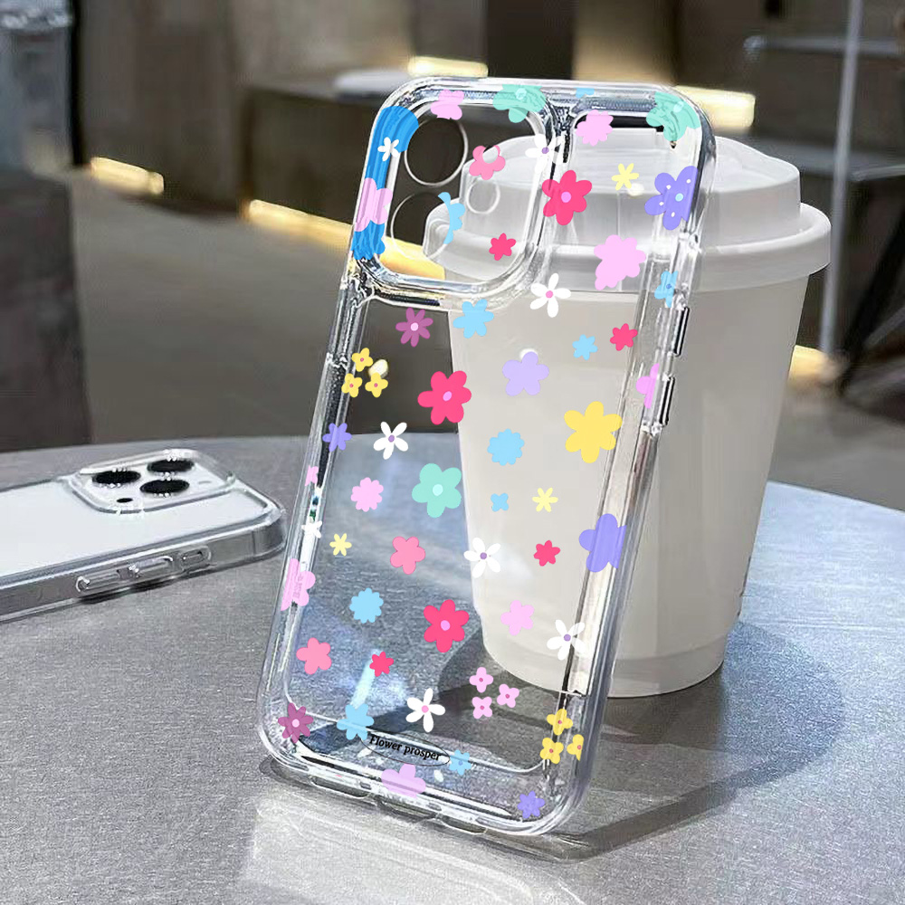 Colorful Flower Clear Phone Ca - Clear Shockproof Bumper Case 评论和价格