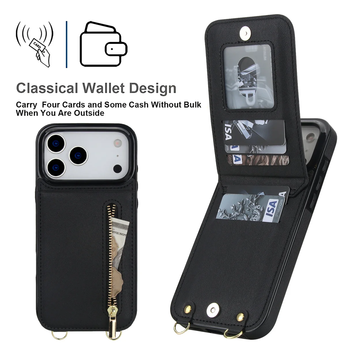 Crossbody Zipper Wallet Card H - Leather Wallet Card Holder Phone Cover 评论和价格