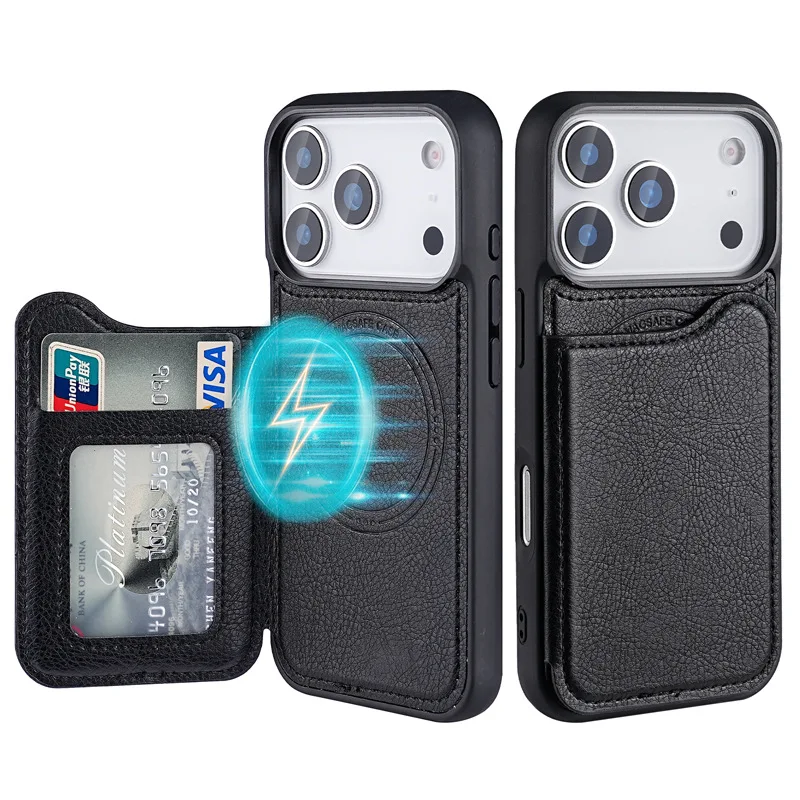For Magsafe Magnetic Flip Leat - Leather Wallet Card Holder Phone Cover 评论和价格