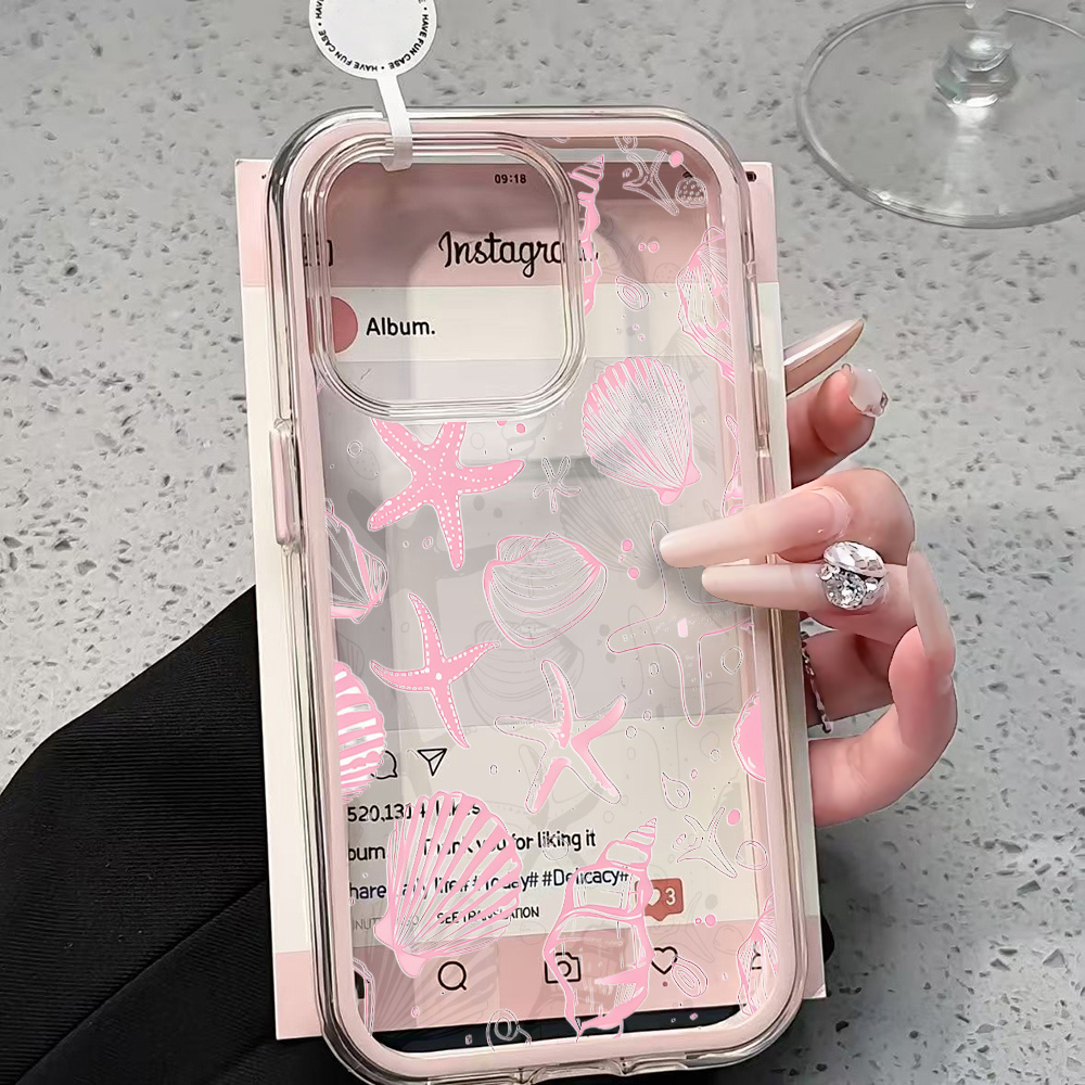 Summer Pink Seashell Clear Pho - Clear Shockproof Bumper Case 评论和价格