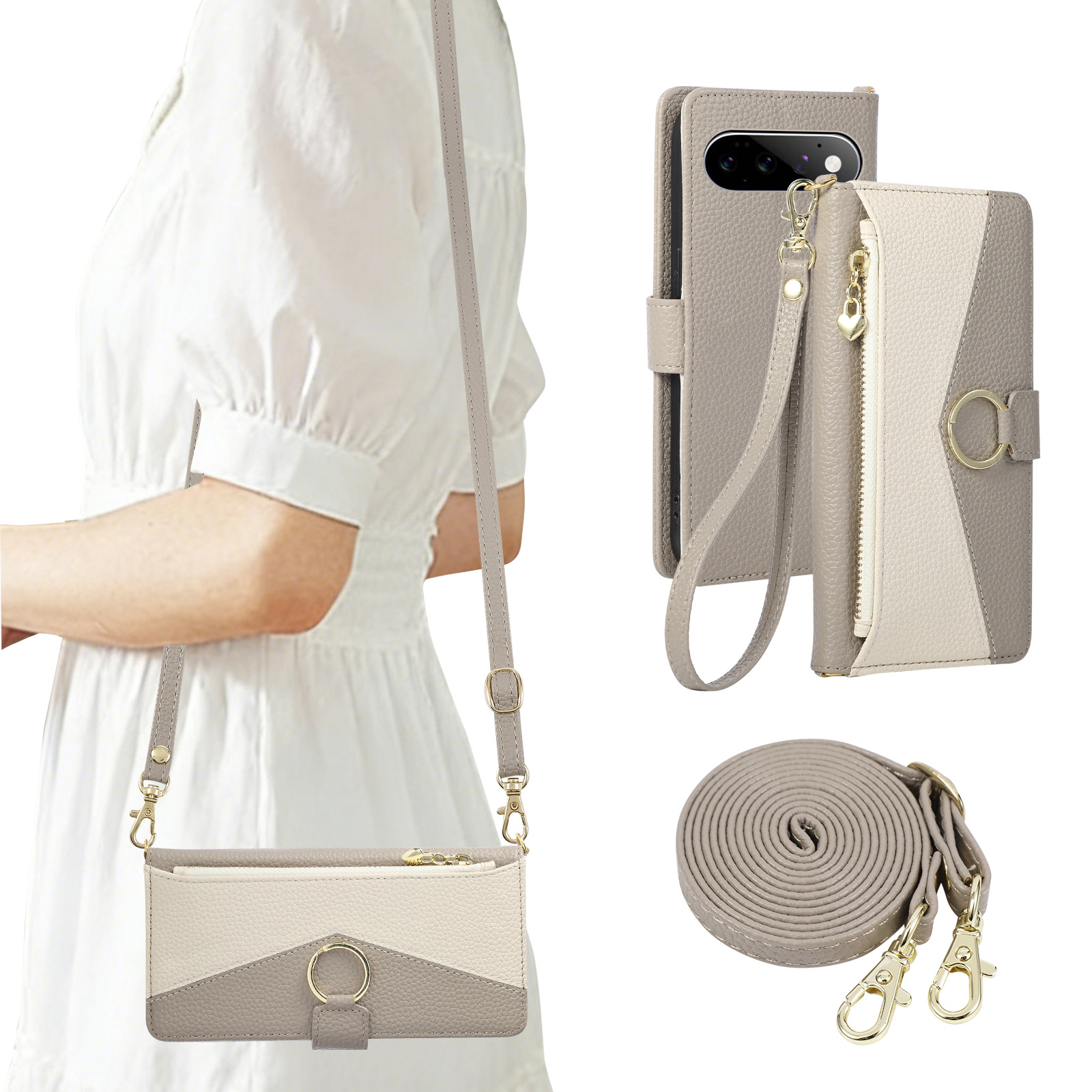 Crossbody Long Lanyard Flip Ca - Leather Wallet Card Holder Phone Cover 评论和价格