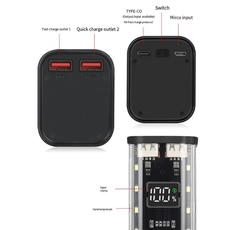 18650 Power Bank Case USB C Mi - Power Banks 评论和价格