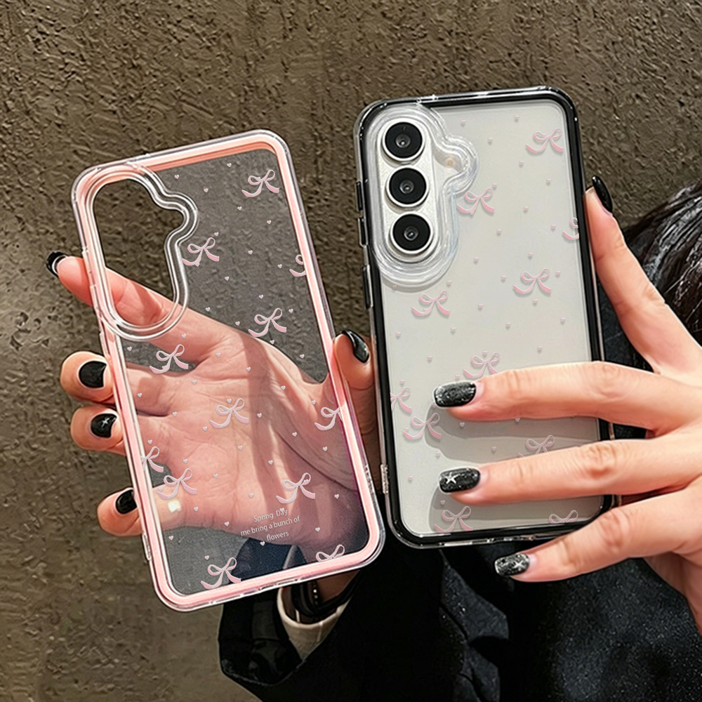 Cute Pink Bow Soft Phone Case  - Clear Shockproof Bumper Case 评论和价格