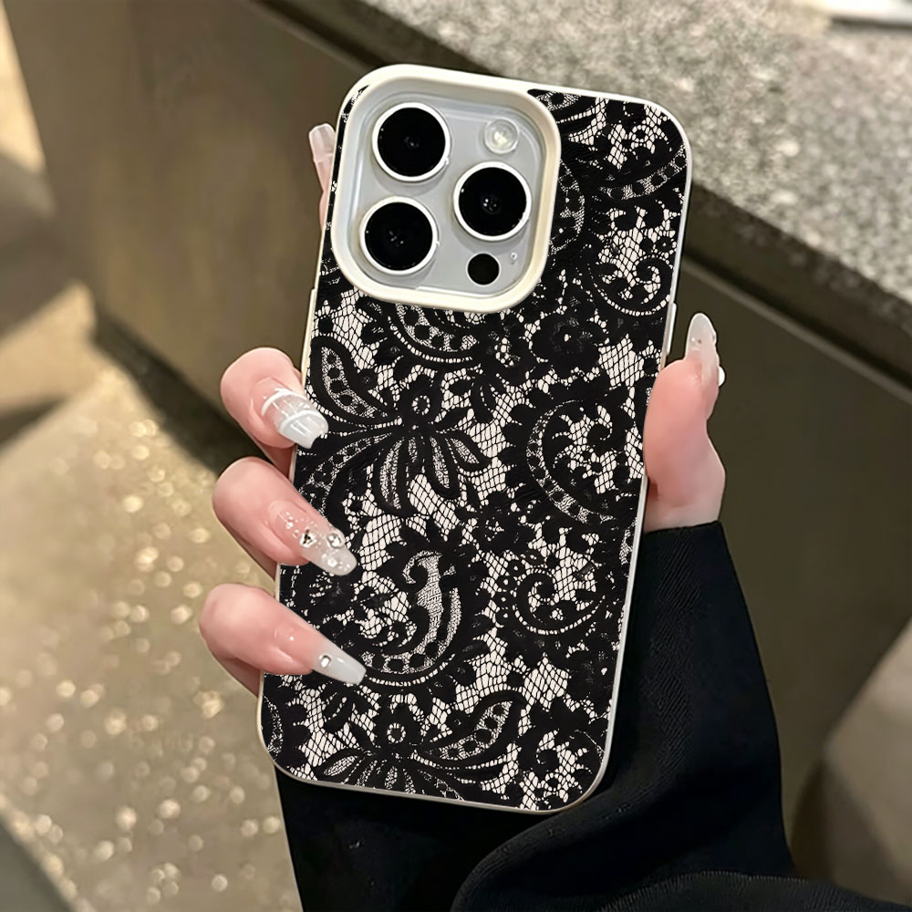 Black Vintage Floral Lace Lych - Vintage Floral Pattern Soft Case 评论和价格