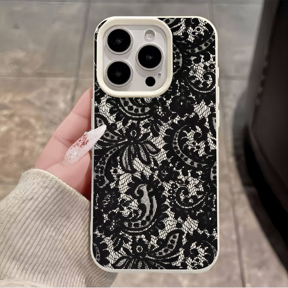 Black Vintage Floral Lace Lych - Vintage Floral Pattern Soft Case 评论和价格